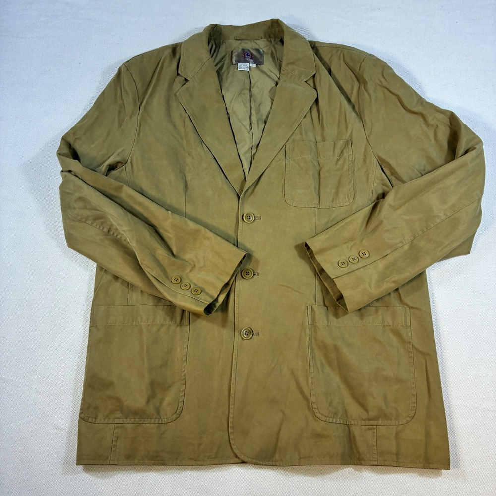 The Territory Ahead Men's Large Silk Cotton‎ Blazer Jacket Tan Khaki 3-Button